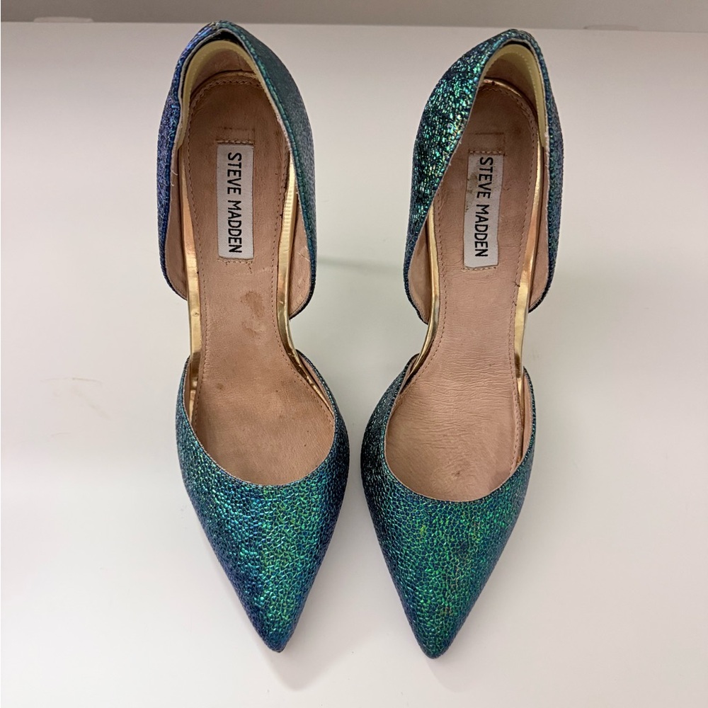 Steve Madden Blue-Green Glitter Heels